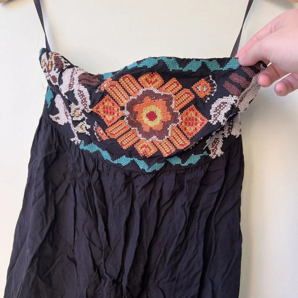 THML Womens Embroidered Strapless Dress With Ruffled Hem In Black Size S‎ - Picture 2 of 3